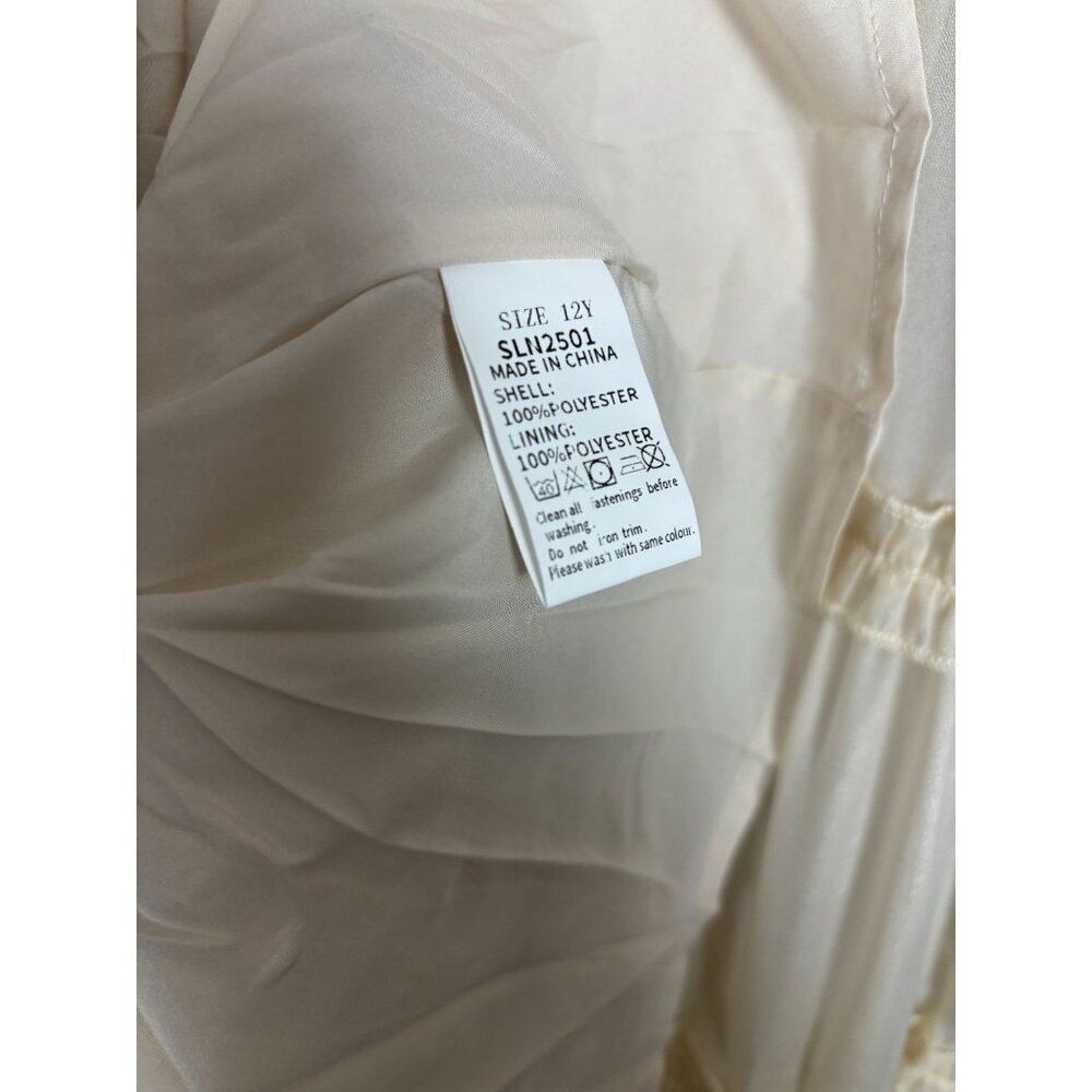 Girls Ivory Sleeveless Dress Halter Neck Off Shoulder Ruffled Hem Beige 12Y NWOT - Picture 5 of 6